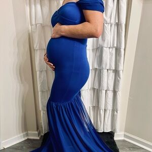 Elegant Blue Maternity Gown
